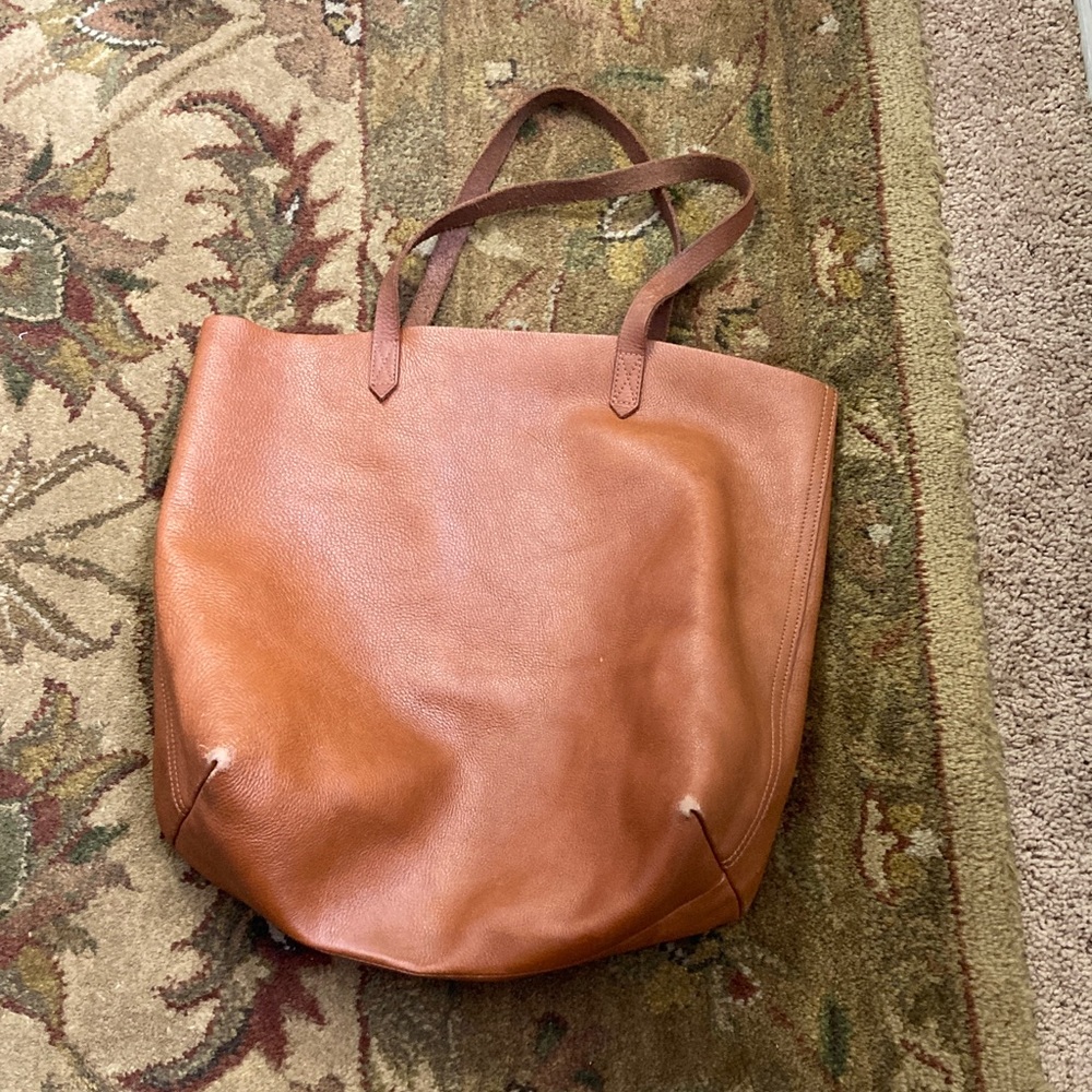 Large MADEWELL Genuine Leather Shoulder Tote Bag.